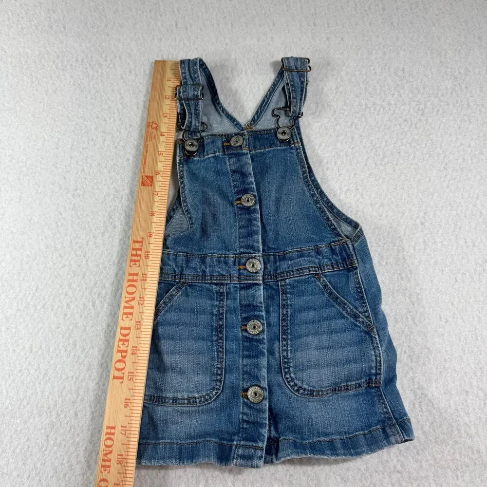 OshKosh B'Gosh 3T/3A Toddle Jean Overall Dress Snap front Buttons Osh Kosh